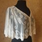 Sequin Beaded Bridal Cape Collar Shoulder Shrug Shawl Applique White Chiffon