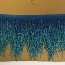 5 Yard Bolt-6" Royal Blue/Teal Ombré BUGLE Beaded Fringe Chevron Trim Costume