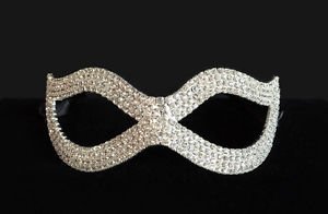 Rhinestone Masquerade Eye Mask Silver Metal High Quality Crystal Stone