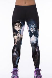 Corpse Bride Black Leggings Yoga Pants Athletic Skinny O/S