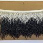5yd Bolt 6" Black/Silver Glass BUGLE SEED Beaded Fringe Chevron Lamp Costume Trim