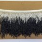 5yd Bolt 6" Black/Silver Glass BUGLE SEED Beaded Fringe Chevron Lamp Costume Trim