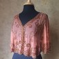 Sequin Beaded Formal Cape Collar Shoulder Shrug Shawl Applique Copper Chiffon