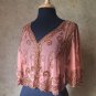 Sequin Beaded Formal Cape Collar Shoulder Shrug Shawl Applique Copper Chiffon