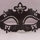 Crystal Rhinestone Masquerade Eye Mask Black Laser Cut Half Mask