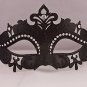Crystal Rhinestone Masquerade Eye Mask Black Laser Cut Half Mask