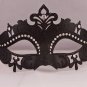 Crystal Rhinestone Masquerade Eye Mask Black Laser Cut Half Mask