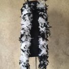 NWT Thick 120g Chandelle Feather Boa white/Black 6ft Flapper Burlesque Costume