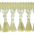 By Yard-4" Gold Ivory Beaded Tassel Fabric Fringe Lampshade Curtain Costume Trim