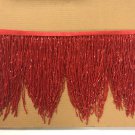 5yd Bolt 6.5" RED Glass BUGLE Bead Beaded Fringe CHEVRON Lamp Costume