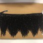 5 yard bolt- 6.5" BLACK Glass BUGLE Bead Beaded Fringe CHEVRON Lamp Costume