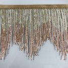 By the yard 6" Gold/Copper Ombre BUGLE Beaded Fringe Chevron Lamp Costume Trim