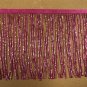 By the Yard-6" Glass FUCHSIA AB PINK BUGLE Seed Bead Beaded Fringe Lamp Costume Trim