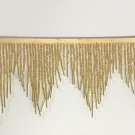 1 Yard 6.5" Gold Glass Seed Bugle Beaded Fringe Chevron Lamp Costume Trim