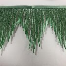 1 Yard 6.5" Green Glass Seed Bugle Beaded Fringe Chevron Lamp Costume Trim