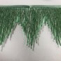 1 Yard 6.5" Green Glass Seed Bugle Beaded Fringe Chevron Lamp Costume Trim