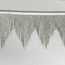 6.5" Silver Glass Seed Bugle Beaded Fringe Chevron Lamp Costume Trim by Yard
