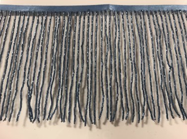 By the yard-6" Glass ROYAL BLUE BUGLE Seed Bead Beaded Fringe Lamp Costume Trim