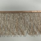 By the yard-6" Glass ROSE GOLD BUGLE Seed Bead Beaded Fringe Lamp Costume Trim
