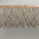 By the yard-4.5/4" Glass ROSE GOLD BUGLE Seed Bead Beaded Fringe Lamp Costume Trim