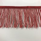 By the yard-4.5/4" Glass RED BUGLE Seed Bead Beaded Fringe Lamp Costume Trim
