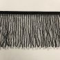 By the yard-4.5/4" Glass BLACK BUGLE Seed Bead Beaded Fringe Lamp Costume Trim