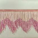 By Yd-6.5" Chevron Light Pink/Hot Pink Ombré Glass BUGLE Bead Beaded Fringe Lamps Costumes Crafts