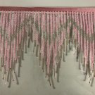6" Pink/Silver Glass Seed Bugle Beaded Fringe Chevron Lamp Costume Trim by Yard