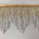6" Silver/Gold Ombre BUGLE Beaded Fringe Chevron Lamp Costume Trim