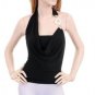 Black Layered Halter Cowl Neck Clubbing Top (S)