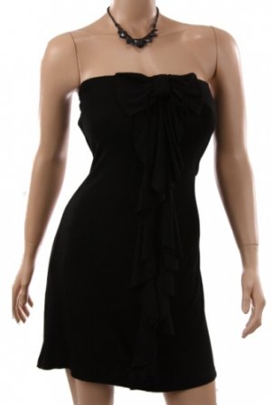Black Flutter Strapless Party Dress (M)