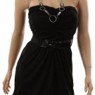Black Belted Strapless Dress (M)