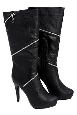 Hot Topic Torrid Black Spiral Twist Zipper High Heel Boots (6)