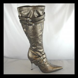 Bronze Knee High High Heel Boots (6)