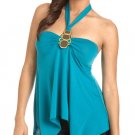 Wet Seal Tropical Turquoise Blue Halter Top Blouse (S)