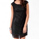 F21 Forever 21 Black Silver Layered Metallic Shift Dress S
