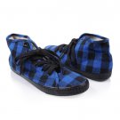 F21 Forever 21 Blue Black Plaid Gingham High Top Sneakers 7