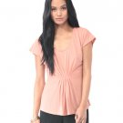 F21 Forever 21 Pink Rose Essential Pleated Front Top Blouse (S)
