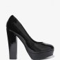 F21 Forever 21 Black Patent Platform Pumps High Heel Shoes 7