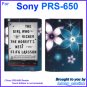Vinyl Skin Sticker Art Decal Blue Flower Design for Sony PRS-650 Reader Touch Edition eReader
