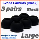 Large Ear Buds Tips Pads for Sennheiser IE 6 7 8 8i / MM 50 iP iPhone 200 30i 70i 80i Travel @Black