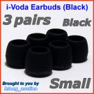 Small Ear Buds Tips Pads for Sennheiser IE 6 7 8 8i / MM 50 iP iPhone 200 30i 70i 80i Travel @Black