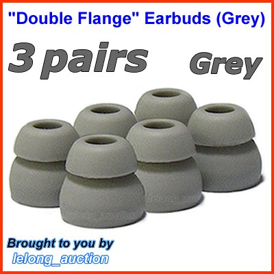 Replacement Double Flange Ear Buds Tips Pads Cushions for Denon In-Ear Earphones Headphones @Grey