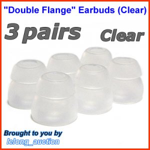 Replacement Double Flange Ear Buds Tips Cushions for Beyerdynamic In-Ear Earphones Headphones @Clear