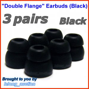 Replacement Double Flange Ear Buds Tips Sleeves for JAYS a-JAYS t-JAYS 1 1+ 2 3 4 Earphones @Black
