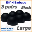 Large Replacement Ear Buds Tips Cushions for Sony DR EX12iP EX61iP EX300iP XB22iP BT100 BT160 @Black