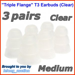 Medium Triple Flange Ear Buds Tips Cushion for Ultimate Ears In Ear Earphone TripleFi 10 10vi @Clear
