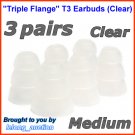Medium Replacement Triple Flange Ear Buds Tips Cushion for Philips In-Ear Earphones Headphone @Clear