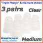Medium Replacement Triple Flange Ear Buds Tips Cushions for Sony In-Ear Earphones Headphones @Clear