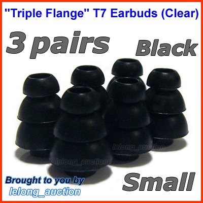 Small Replacement Triple Flange Ear Buds Tips Cushion for Westone In-Ear Earphones Headphones @Black